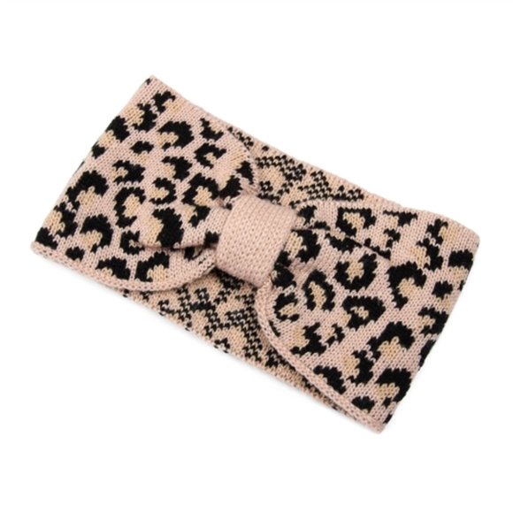 Knit leopard pink & black headband - Picture 2 of 5
